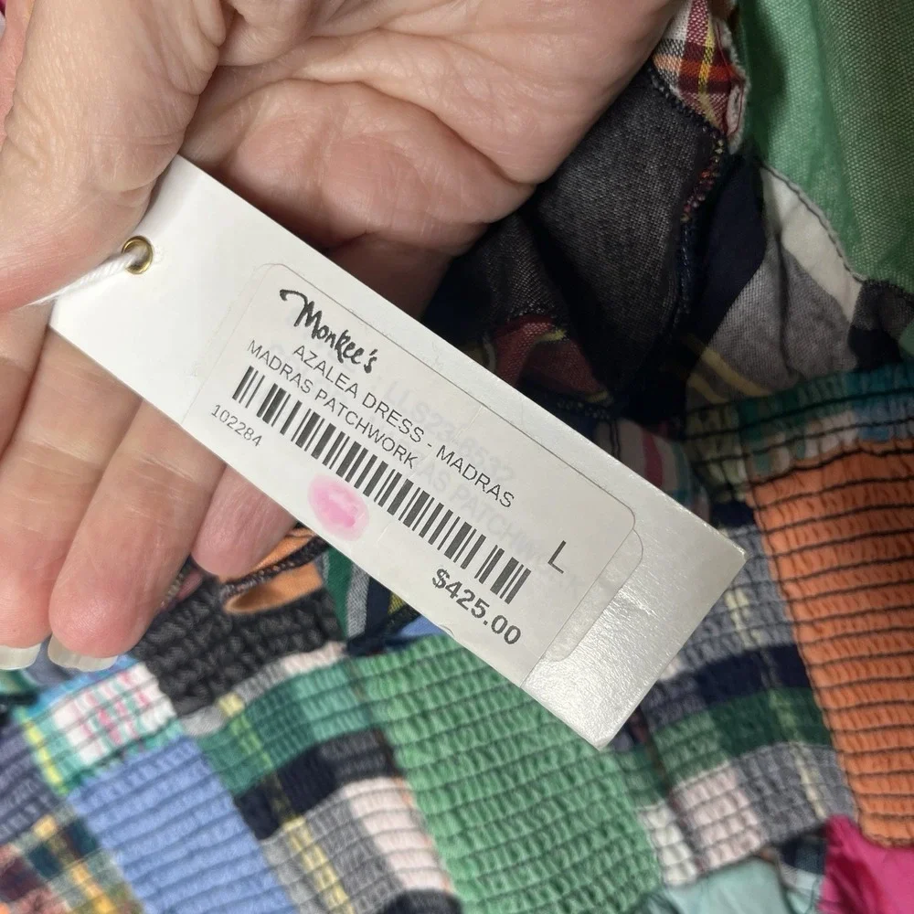 NWT $425 Love the Label Azalea Patchwork Vibrant Madras‎ Plaid Mini Dress L